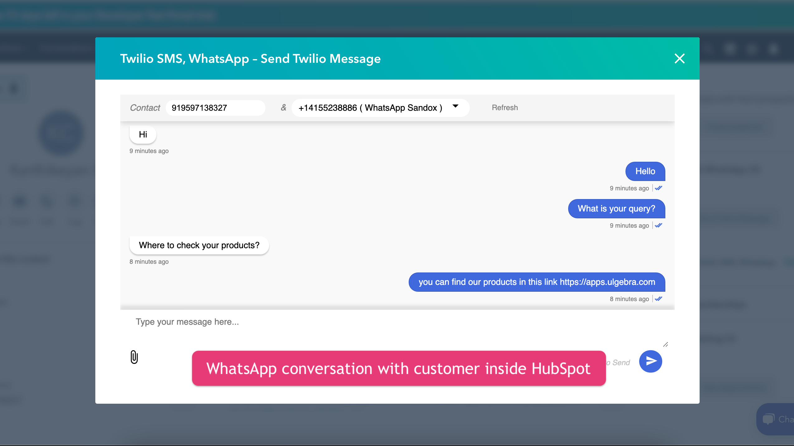 Hubspot интеграция с whatsapp